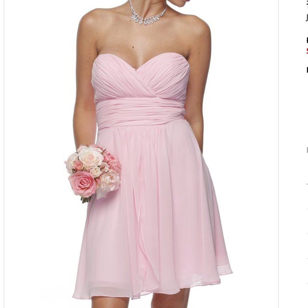 New Short Strapless Light Pink Chiffon Dress 2XL